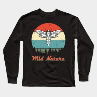 Wild Nature Moth White Abstract Sunset Long Sleeve T-Shirt